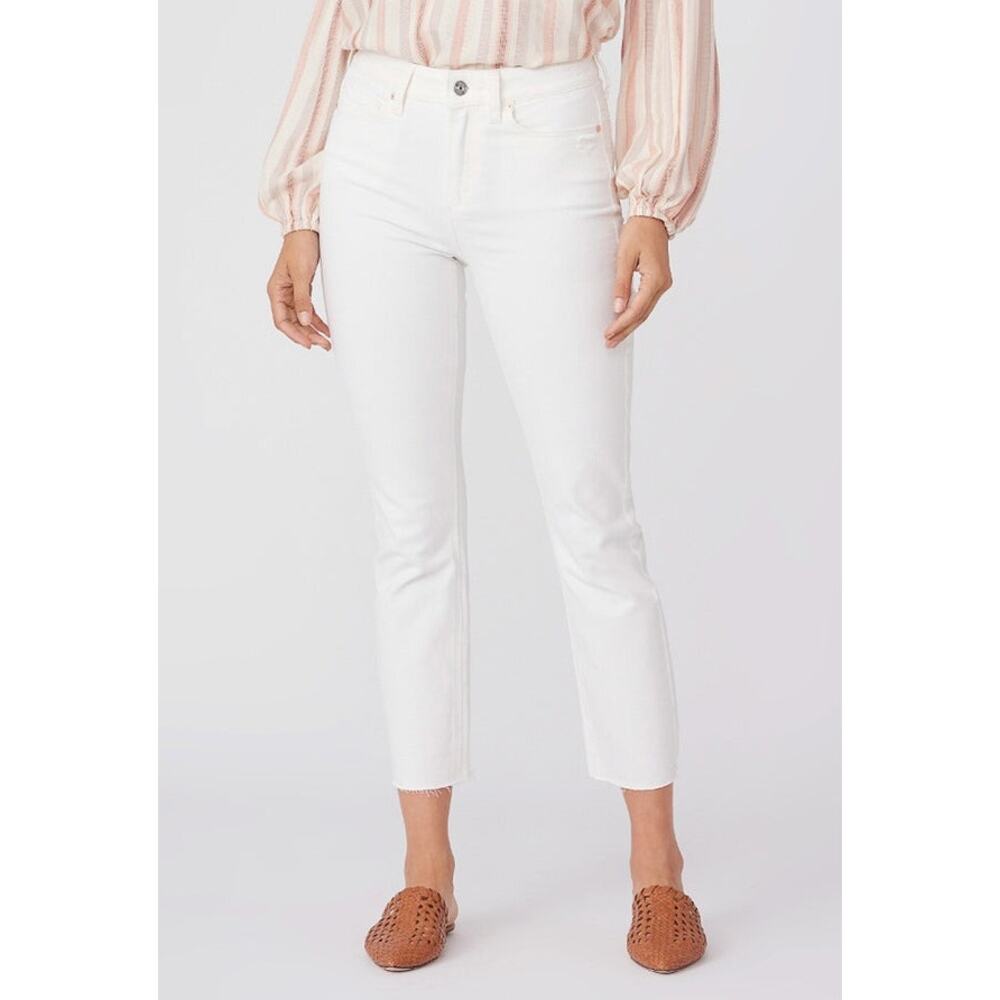 Paige Cindy High Rise Straight Leg Jeans Tonal Ecru White Size 33 NWT - Picture 1 of 12
